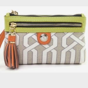 NWOT Spartina Tassel Veranda Taupe Wristlet Orange